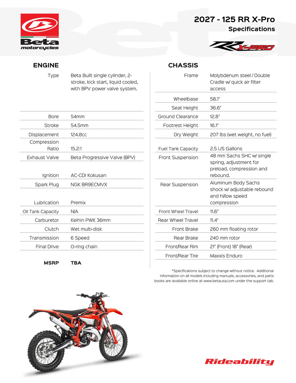 2027 Beta 125 X-Pro 2-Stroke