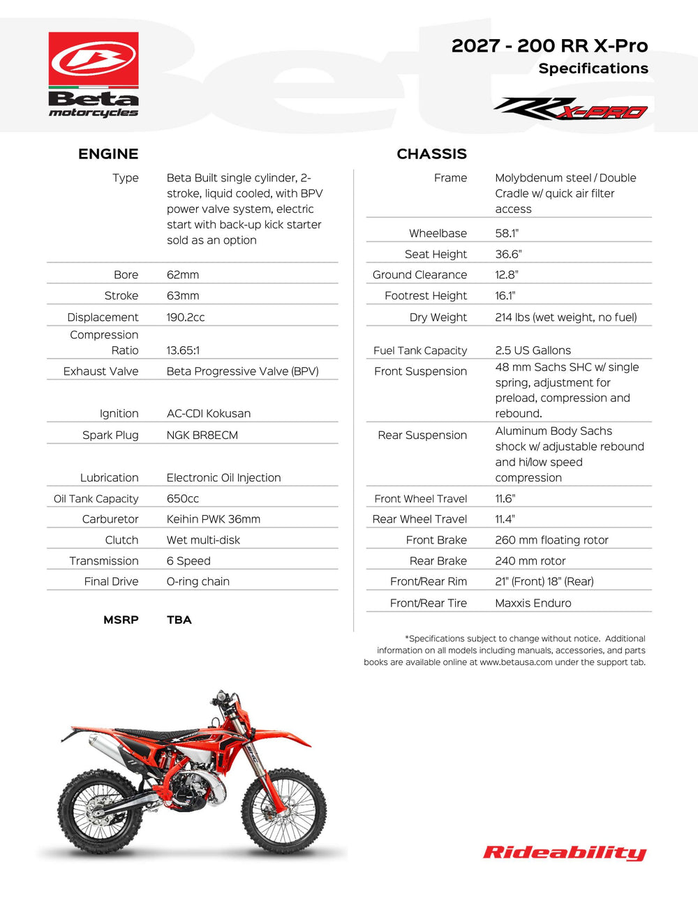 2027 Beta 200 X-Pro 2-Stroke